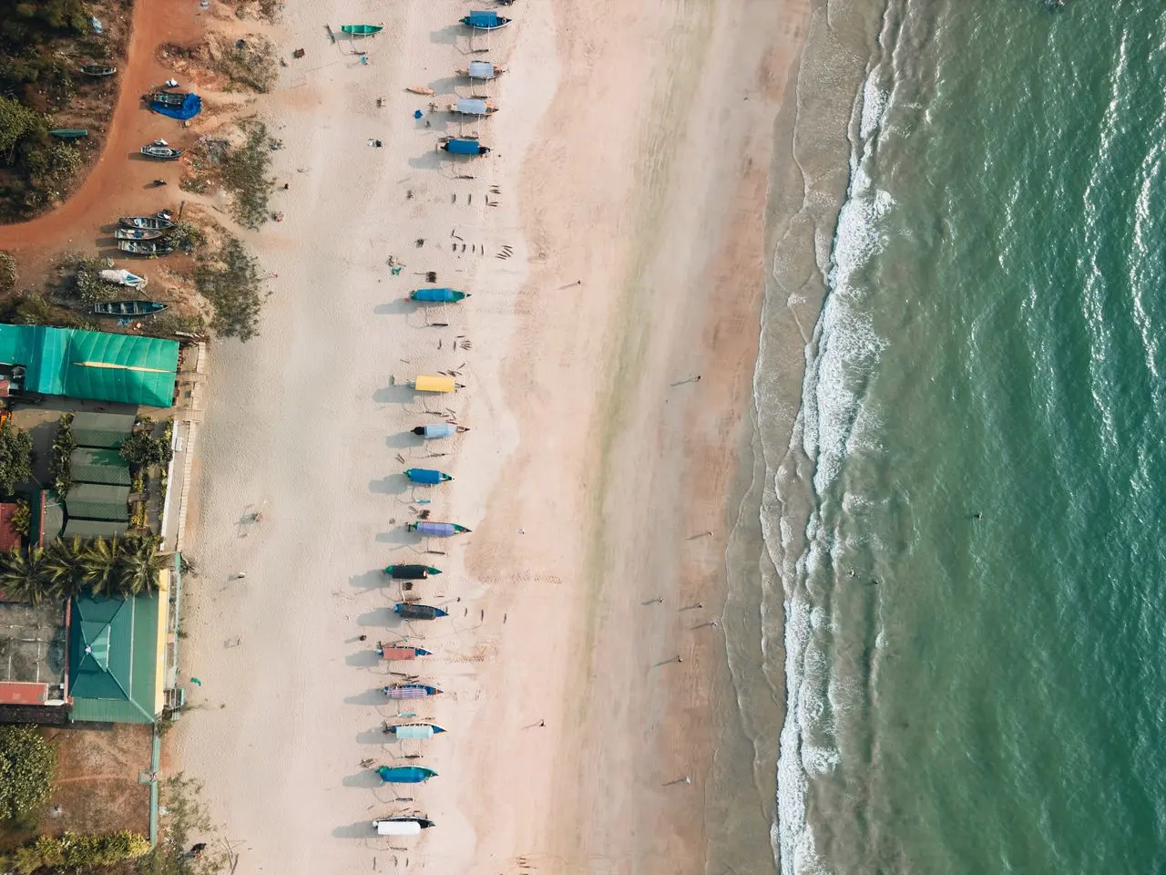 Boats along a Goa beach